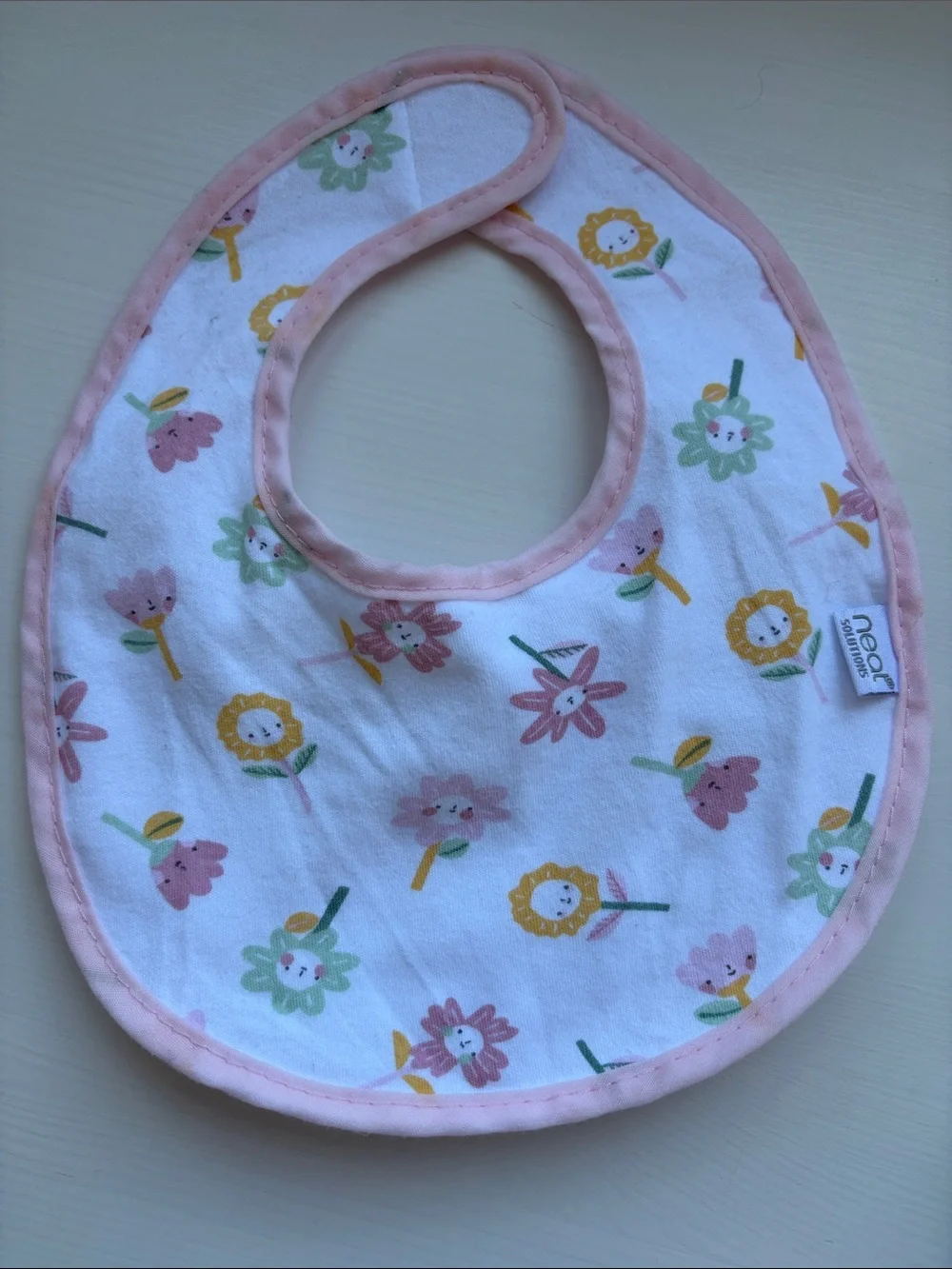 Neat Solutions - 4 pack of Soft Pastel Bibs in Pink Floral, Pastel Blue, & Mint